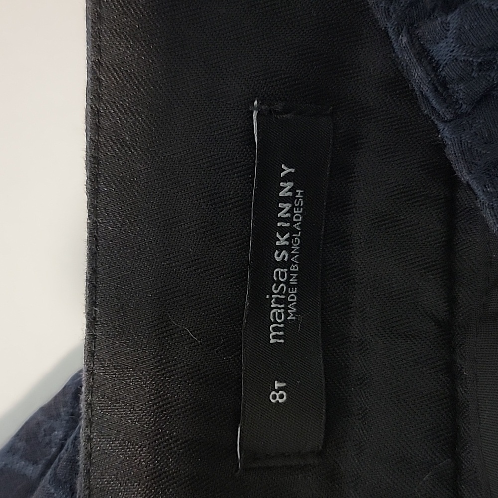 LOFT dress pants "Marissa Skinny" size 8 tall, black with navy diamond print - Picture 5 of 9